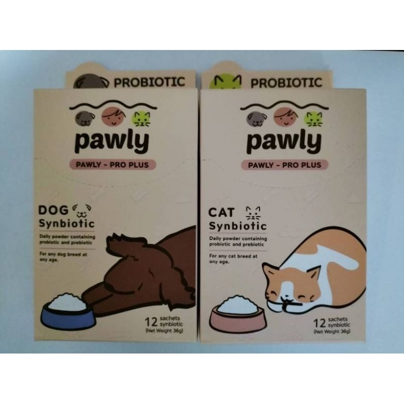 Pawly Pro plus Synbiotic ผงพรีไบโอติกและโปรไบโอติก สำหรับแมวและสุนัข 36g 1 กล่องบรรจุ