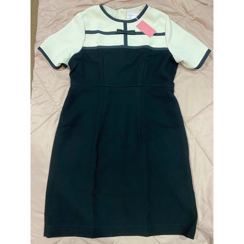 (มือหนึ่ง) Nous-us เดรสสีดำ-ครีม Size XL🌻