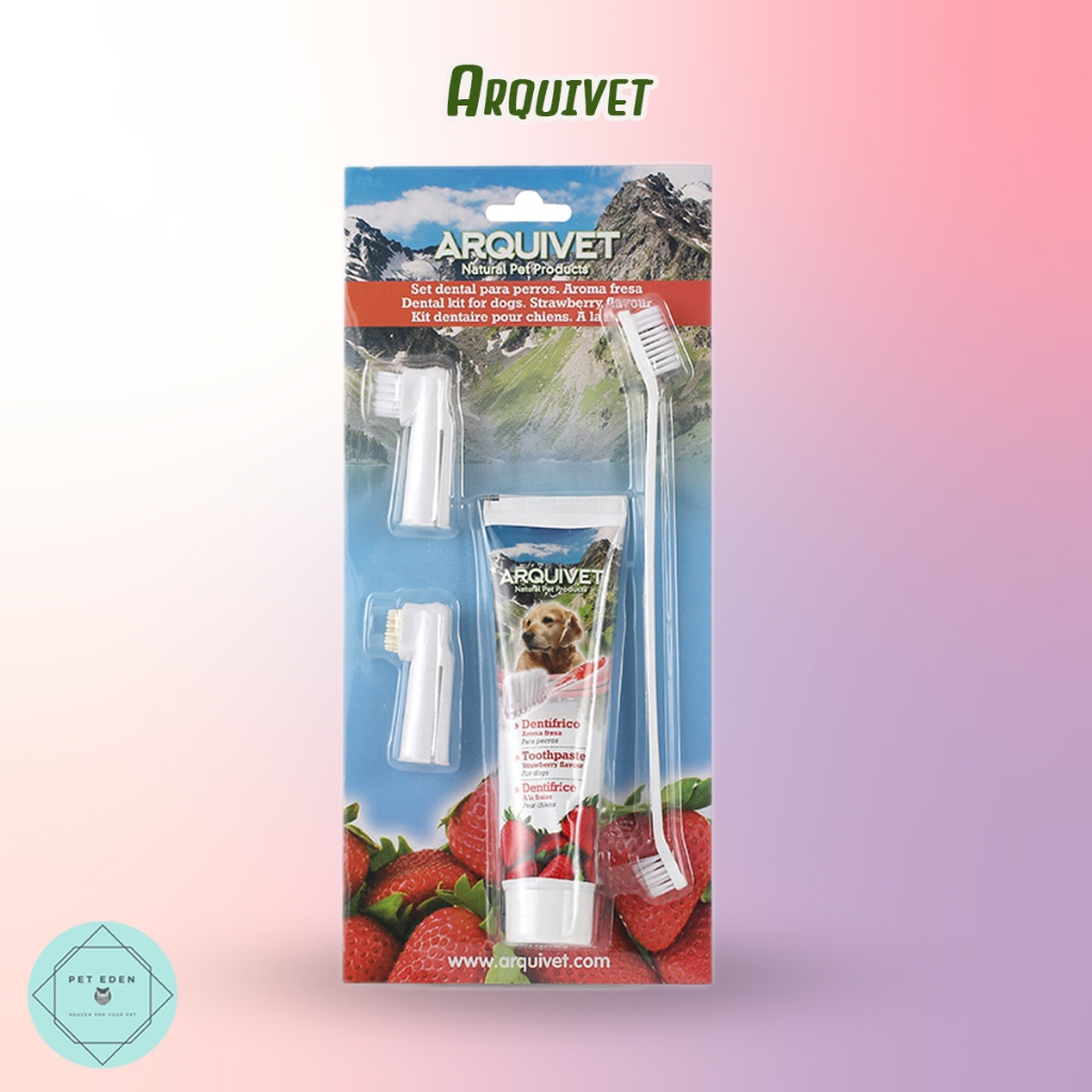 Arquivet ชุดแปรงฟันสัตว์เลี้ยง ยาสีฟันหมา แมว สุนัข ARQUIVET Pet Toothpaste Set