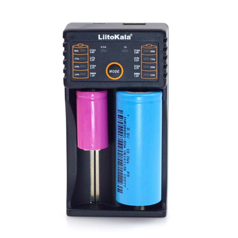LiitoKala Lii-202 เครื่องชาร์จถ่าน 2 ช่อง ชาร์จไว ตัดไฟเอง รองรับถ่าน AA / AAA 18650 26650 10440 14500 16340 26500