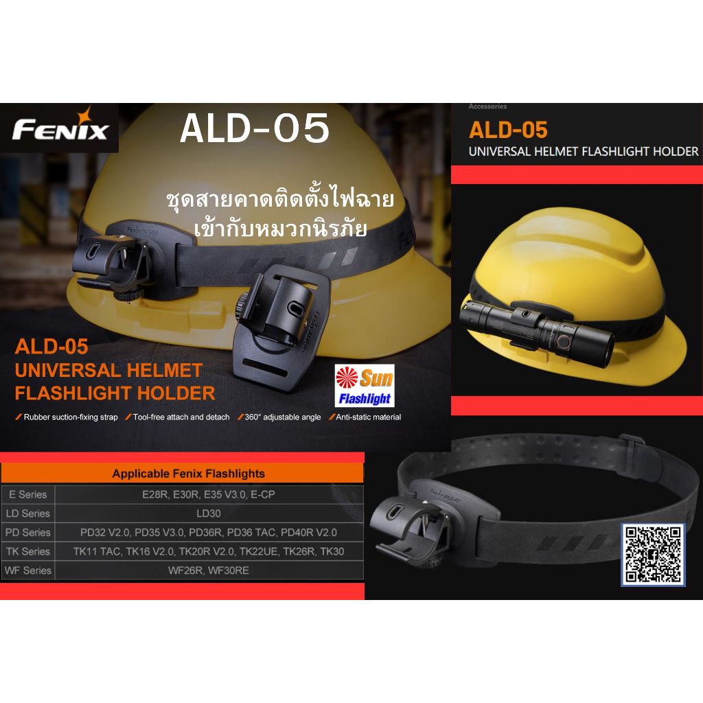 Fenix  ALD-5  ชุดสายคาดติดตั้งไฟฉายเข้ากับหมวกนิรภัย