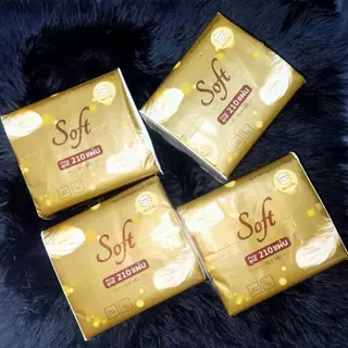 [S-ยกหิ้ว 10ห่อ](พร้อมส่ง) Soft กระดาษทิชชู่ทอง ระดับพรีเมี่ยม ขนาด 9x10 cm จำนวน210แผ่น หนา3ชั้น ราคาถูก คุณภาพดี