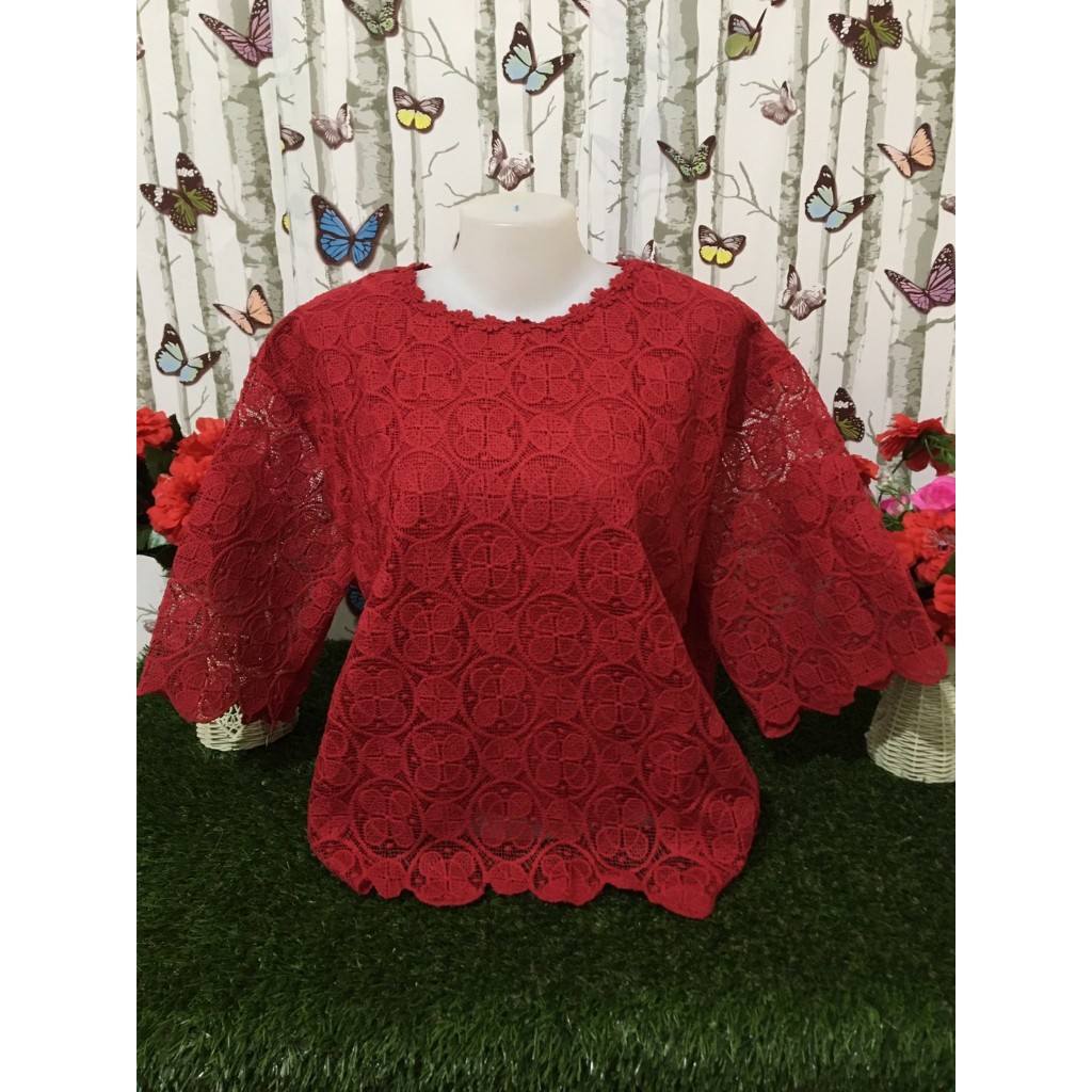 เสื้อลูกไม้แขนตรงรอบอก 52นิ้ว รุ่น5205-4-ลำดวน