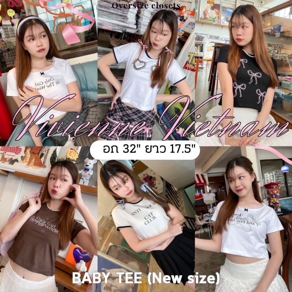 เสื้อครอป 𝐛𝐚𝐛𝐲 𝐭𝐞𝐞 รุ่น 𝓥𝓲𝓿𝓲𝓮𝓷𝓷𝓮 𝓰𝓲𝓻𝓵 𝓬𝓸𝓵𝓵𝓮𝓬𝓽𝓲𝓸𝓷 เสื้อยืด cotton อก32"