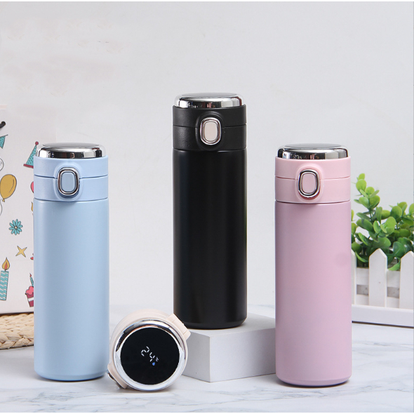 ปลีก/ส่ง กระบอกน้ำสแตนเลส  เก็บความร้อน กระติกน้ำอัจฉริยะสุด ขนาด420ML