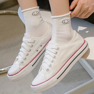 ⚡จัดส่งจากประเทศไทย⚡35-44รองเท้าผ้าใบ รองเท้าผ้าใบผู้หญิง ทรงเตี้ย ใส่สบาย ระบายอากาศดี