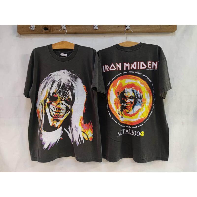 Iron maiden  ผ้าฟอกเฟด ตะเข็บเดี่ยว ป้ายนอก