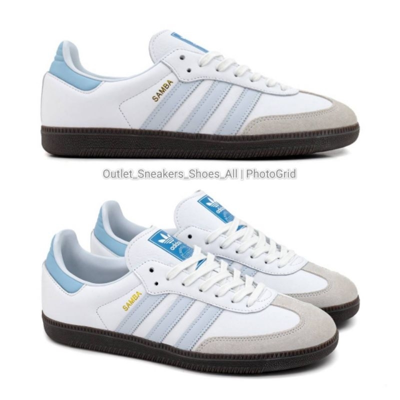 รองเท้า Adidas Samba White Blue Unisex ใส่ได้ทั้ง ชาย หญิง [ ของแท้💯 พร้อมส่งฟรี ]