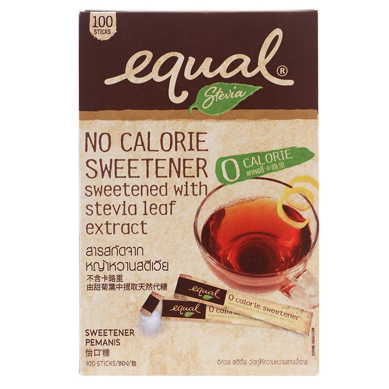 Equal Stevia 100 sticks อิควล สตีเวีย หญ้าหวาน 100 ซอง น้ำตาลคีโต หญ้าหวานคีโต คีโตทานได้