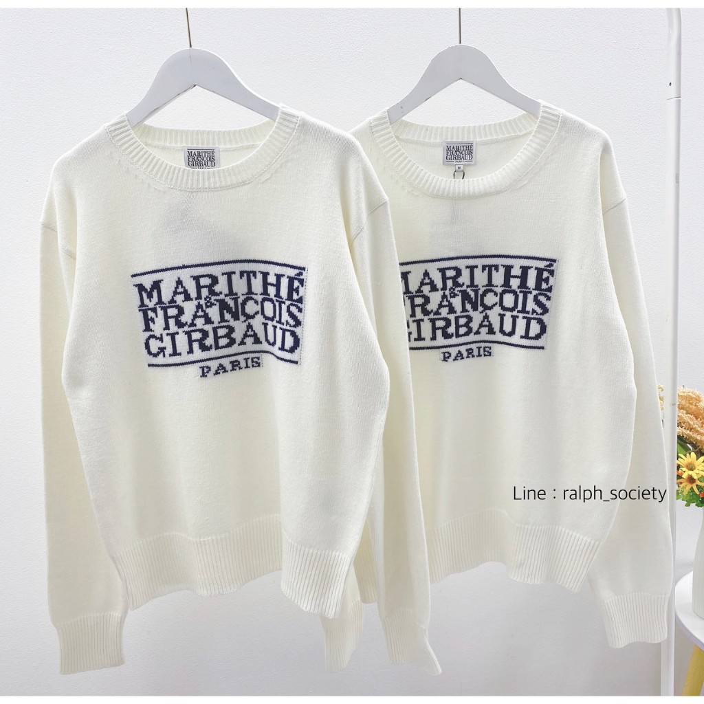 Marithe CLASSIC LOGO KNIT PULLOVER ivory