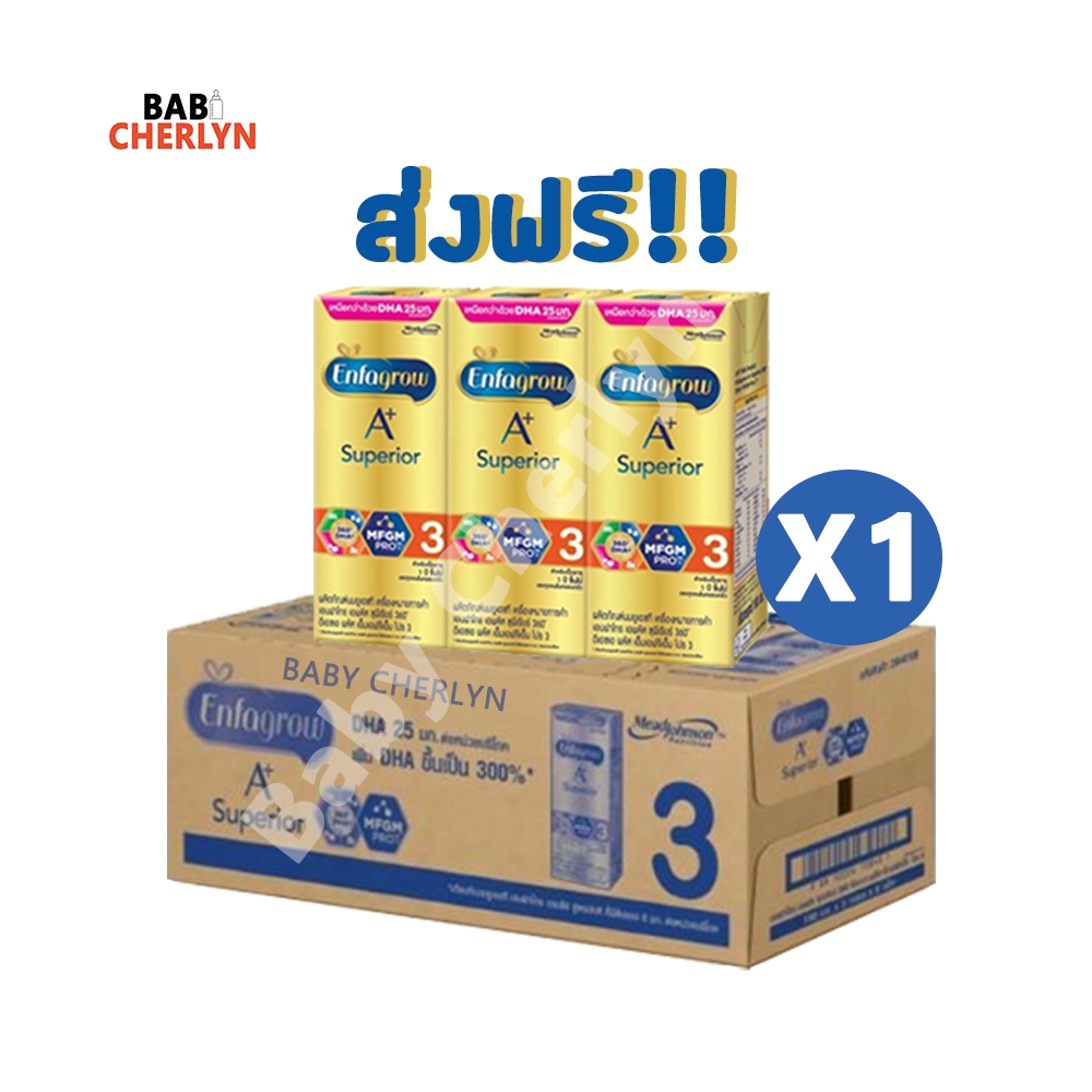 ส่งฟรี! Enfagrow A+ Superior สูตร 3 4 เอนฟาโกร เอพลัส ซุพีเรียร์ 360 กล่องสีทอง รสจืด180 มล 24 กล่อง