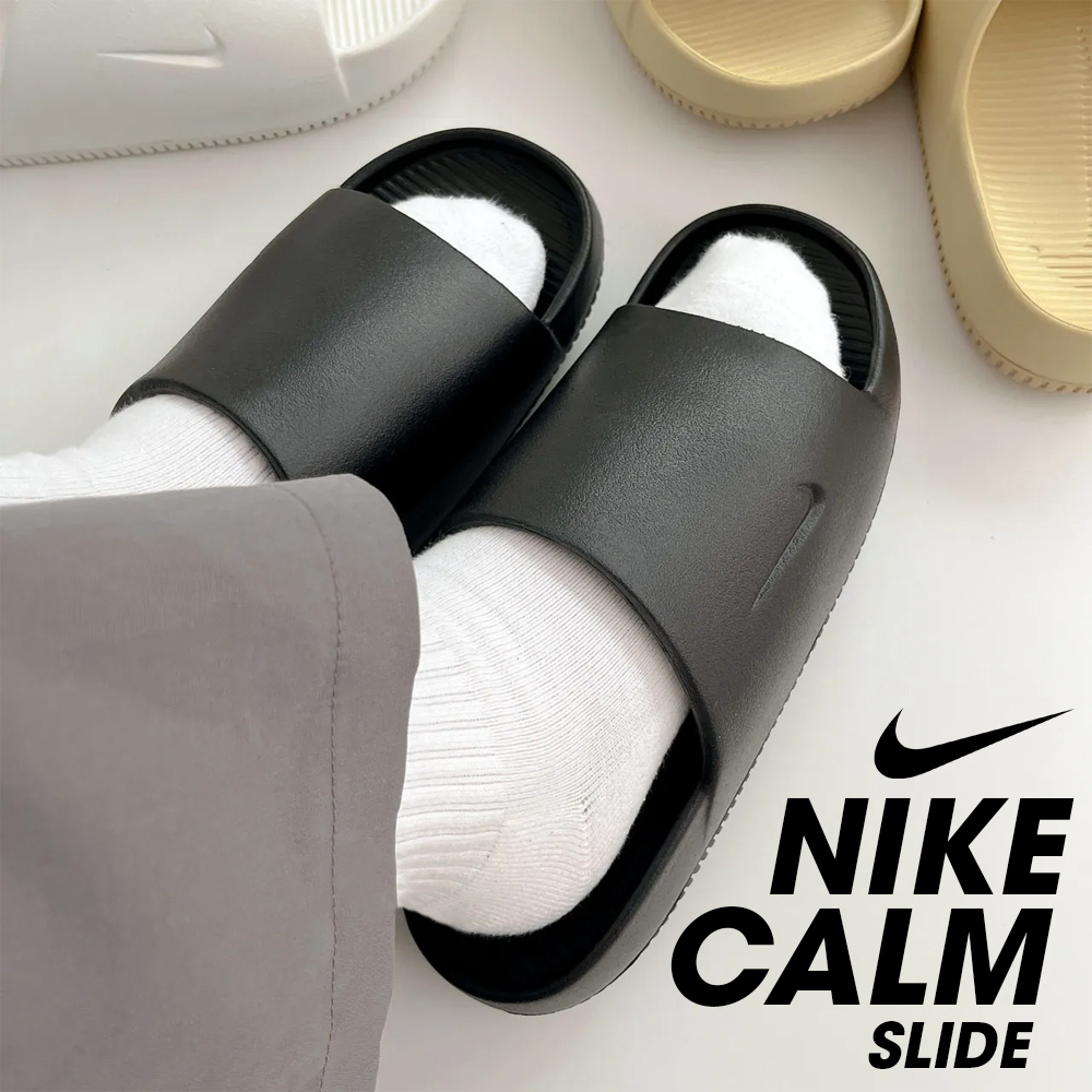 Nike_Calm Slide รองเท้าแตะแพลตฟอร์มลำลองผู้ชายส้นเตี้ยพิมพ์ลาย ของแท้ 100% สำหรับกีฬาในร่ม