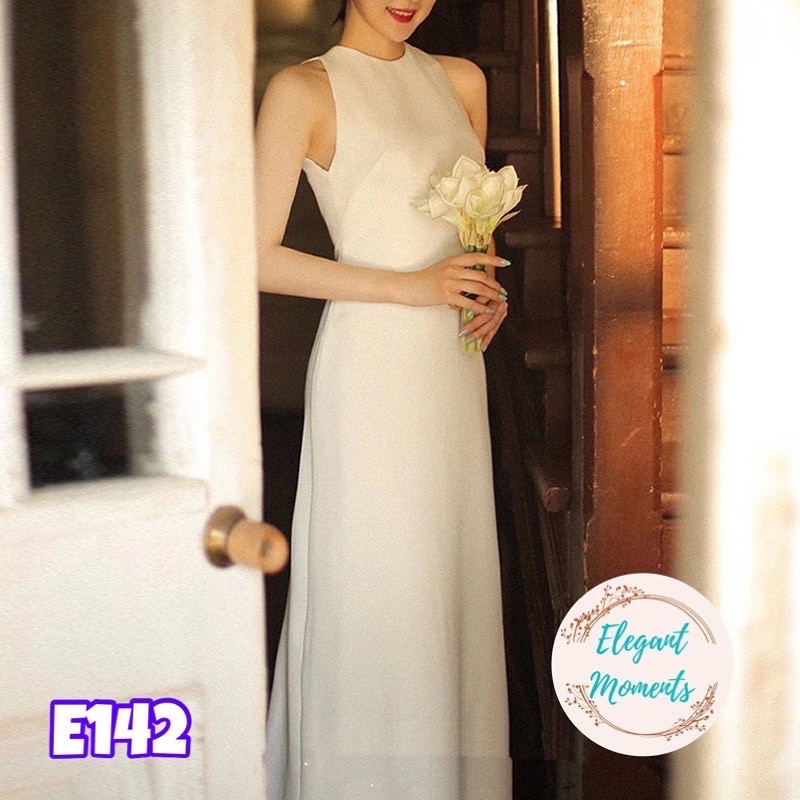 พร้อมส่งจากไทย รหัสE142 ชุดแต่งงาน ชุดเจ้าสาว ชุดถ่ายพรีเวดดิ้ง ชุดafter party ชุดงานหมั้น เดรสยาว เดรสมินิมอล