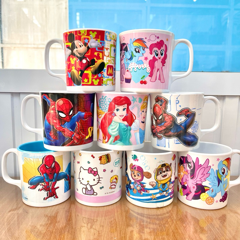 แก้วเมลามีน มีหู ลายการ์ตูน ใส่ของร้อนได้