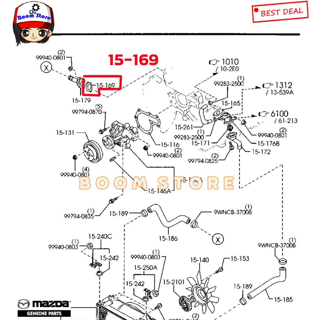 MAZDA แท้ศูนย์ ปะเก็นท่อน้ำออก MAZDA FIGHTER 2.5/2.9 รูปที่ 2
