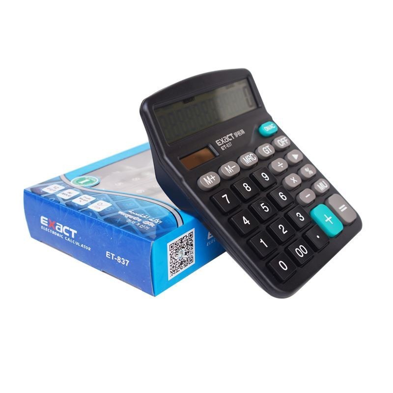 เครื่องคิดเลข EXACT รุ่น ET-837 จอแสดงผลตัวเลข 12 หลัก น้ำหนักเบาสะดวกต่อการพกพาไปได้ทุกที่