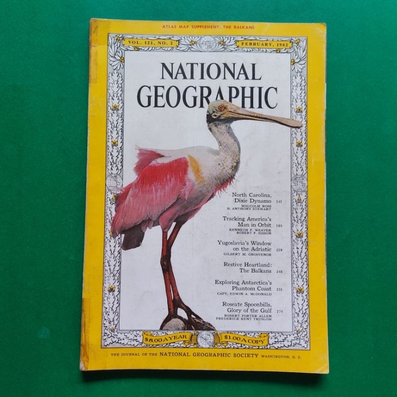 หนังสือเก่าหายากอายุกว่า 64 ปี NATIONAL GEOGRAPHIC FEBRUARY, 1962 North Carolina, Dixie Dynamo Track