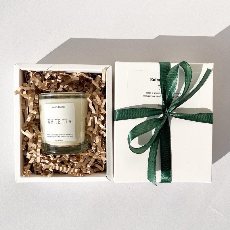 G13 Gift box ของขวัญ เทียนหอม 60 ml. แบบไม่มีฝาไม้!!!! กระดาษฝอยสีน้ำตาล ของขวัญรับปริญญา