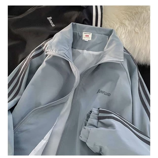 เสื้อคลุมแขนยาว ✨✔เสื้อแจ็คเก้ตผ้าร่ม(สีฟ้า/สีดำ/สีเทา)Jacket รุ่นขนาด S-XL ทรงหลวม **ผอม อวบ อ้วน ใส่ได้