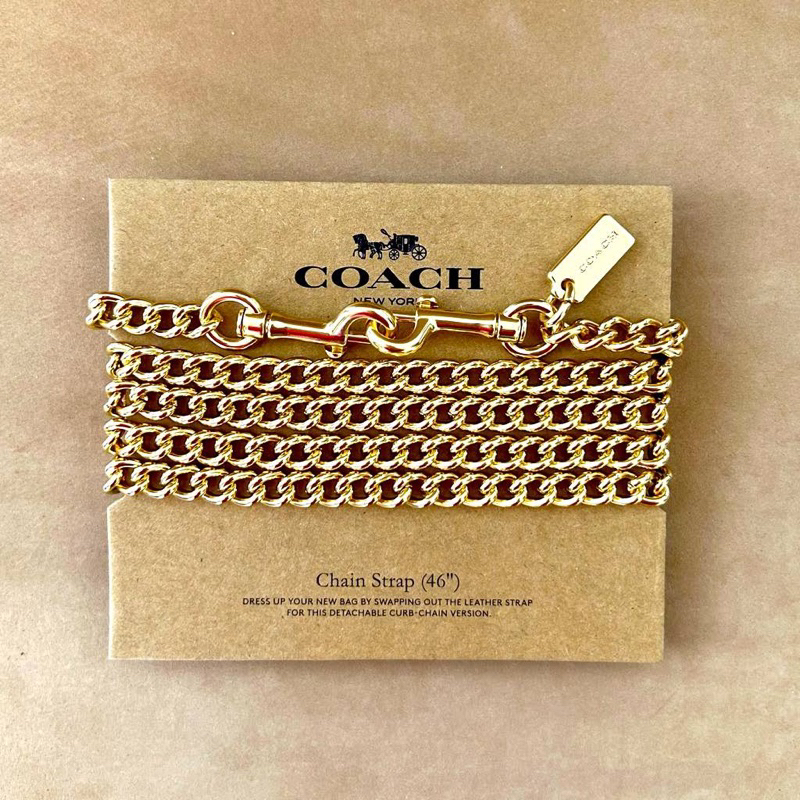 พร้อมส่ง 🎉 แท้ 💯% สายกระเป๋า coach สีทอง สายโซ่กระเป๋าโค้ช Coach Strap สายสะพายยาว 46 นิ้ว แท้ 100 %