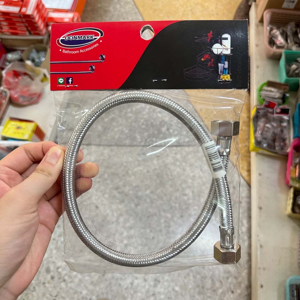 DONMARK สายถักน้ำดีถักสแตนเลสหัวน็อตทองเหลืองแท้ 16"-32" DM-16, DM-18, DM-20, DM-22, DM-24, DM-32