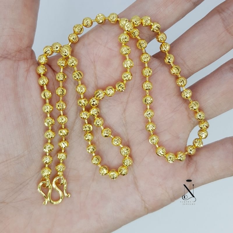 สร้อยคอ เศษทอง24k แบบหูห่วง เม็ด4มิล 2บ. พรีเมี่ยมสวยทนมาก ไม่ลอกไม่ดำ ใส่อาบน้ำได้ มีใบรับประกัน ผู้หญิง