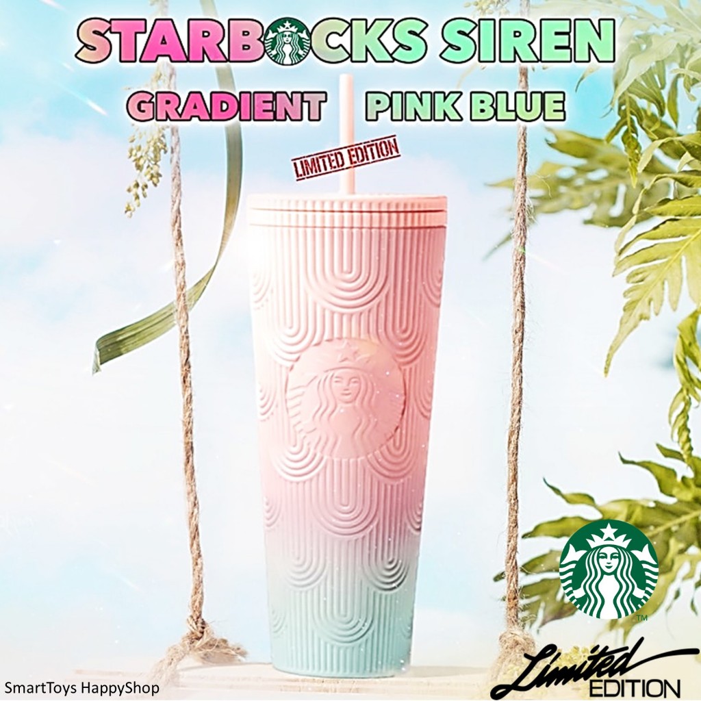 Starbucks Siren Gradient Pink Blue Cold Storage Bucket 710ML Limited Edition แก้วทรงสูงเก็บความเย็นรุ่นพิเศษสินค้านำเข้า