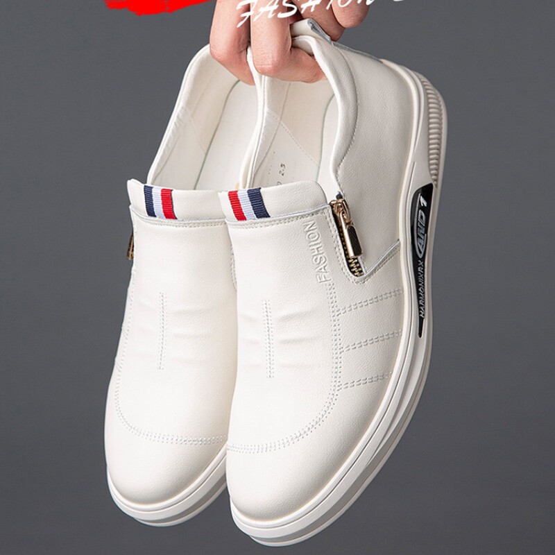 จัดส่งที่รวดเร็ว👞ผู้ชายครอบคลุมรองเท้าหนังธุรกิจสองสีสามารถเลือกได้