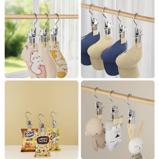 ปลีก/ส่ง ที่หนีบผ้าสเตนเลส กันลื่น แบบพกพา สีสันสดใส คลิปเก็บเสื้อผ้า ประหยัดพื้นที่