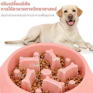 yoyopet : ชามอาหารสัตว์เลี้ยง ลดการกินไว ชามฝึกกินช้า กันกินมูมมามของสุนัขและแมว