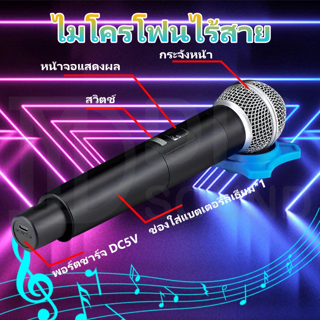 DIYsound M308 M58 M108 ไมโครโฟนไร้สาย ไมค์โครโฟน ไมค์ลอย ไมโครโฟน ไมค์ลอยไร้สาย UHF ปรับความถี่ได้ ชาร์จ ครอบครัวร้องเพล