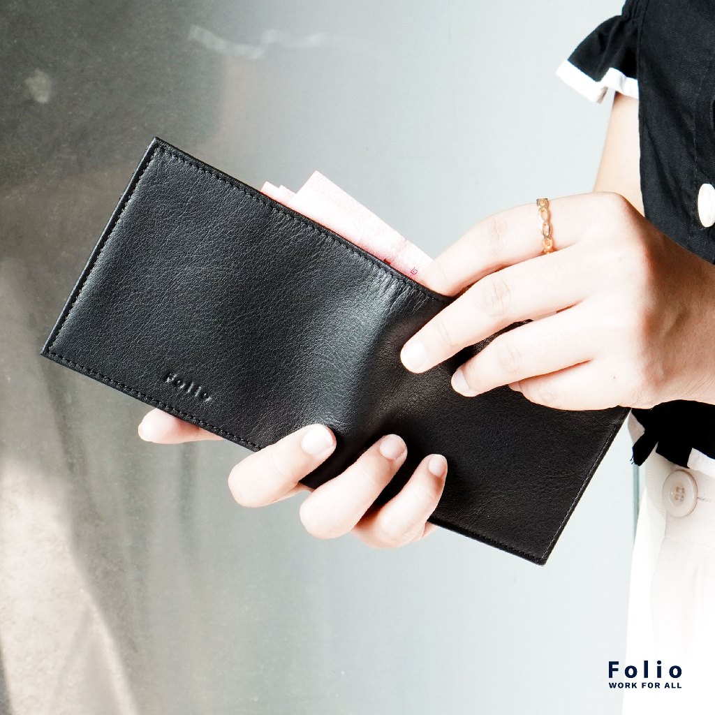 FOLIO รุ่น Bliss Slim Wallet กระเป๋าสตางค์ ผลิตจากหนังแท้ หนังนิ่ม ปั๊มชื่อฟรี-10312