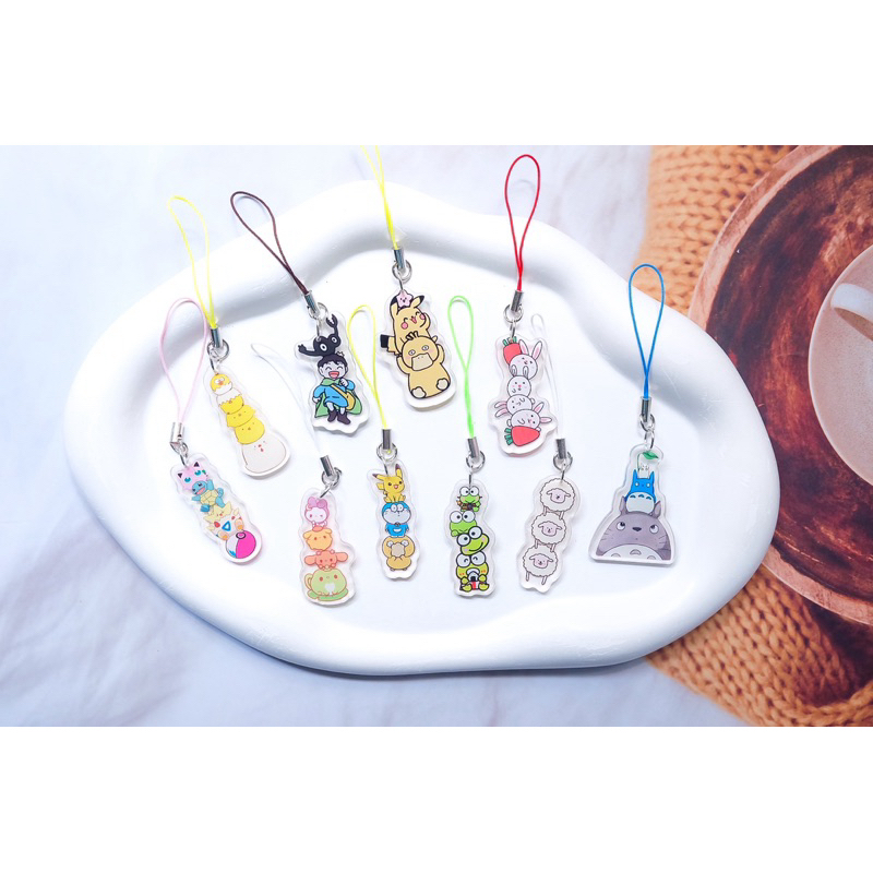 สายคล้องโทรศัพท์ ลายการ์ตูน cute!! จิ๋วๆพวงกุญเเจอะคริลิค (สินค้าพร้อมส่ง)