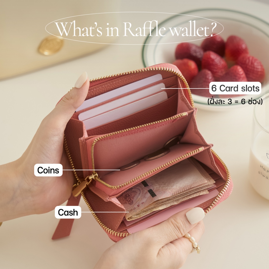 RAFFLE Zip around wallet กระเป๋าสตางค์ซิปล้อม หนังวัวแท้ทั้งใบ กระเป๋าตังค์ กระเป๋าหนังแท้