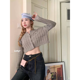 BY IRA Softest Sweater ไหมพรมสเวตเตอร์ ทอลายเปีย มีกระดุมหน้า ใส่เก๋ๆ ชิคๆ (SW-012)
