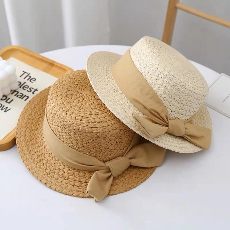 สินค้าพร้อมส่งจากไทย หมวกสานปีกเล็ก ทรงเค้กแต่งคาดโบว์น่ารักA094