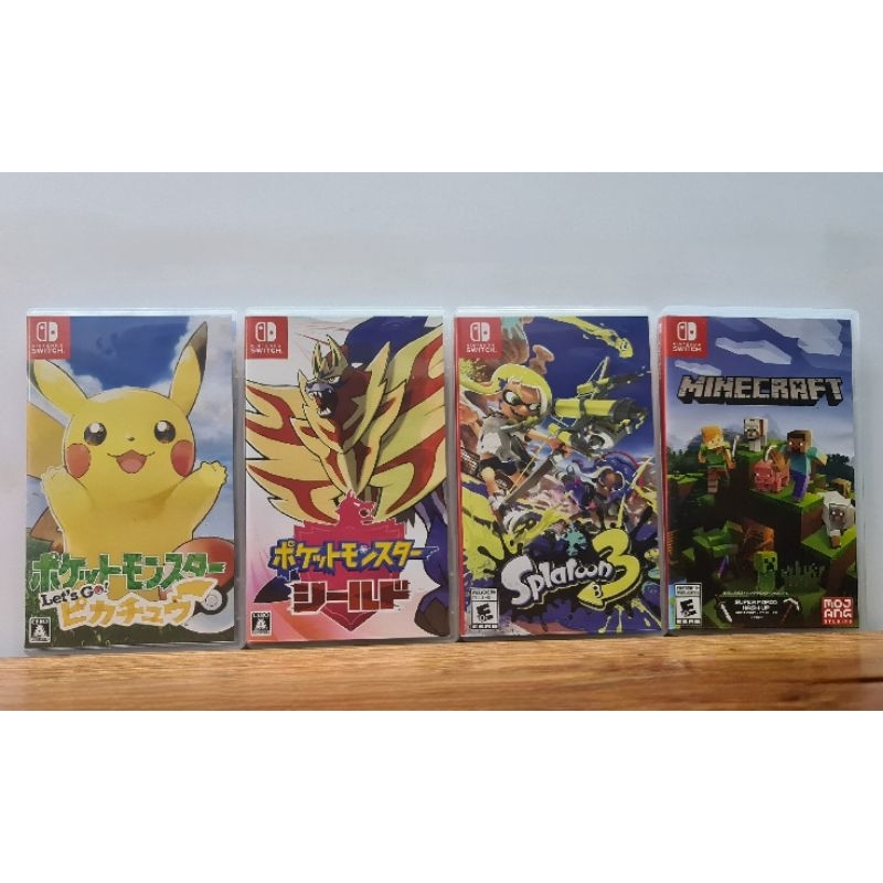 แผ่นเกม Nintendo switch [มือ 2] แท้‼️ สภาพดี‼️Pokémon: Let's Go Pikachu! Pokémon Shield Splatoon 3 Minecraft