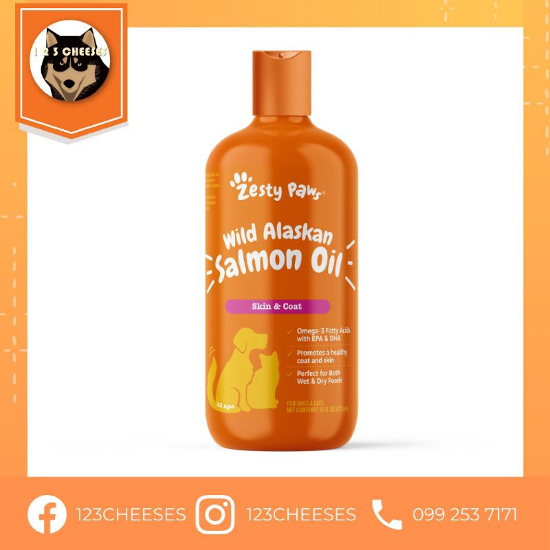 พร้อมส่ง​ หมดอายุ 03/2025 Zesty Paws Wild Alaskan Salmon Oil น้ำมันปลาแซลมอนอลาสก้าจากธรรมชาติ สำหรั