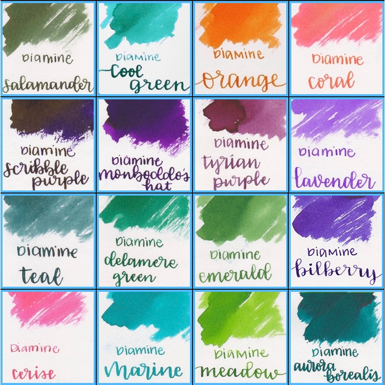 นำ้หมึก Diamine Ink ใช้กับ Lamy ได้ โทนสีเขียว ม่วง ส้ม ชมพู สำหรับปากกาหมึกซึม