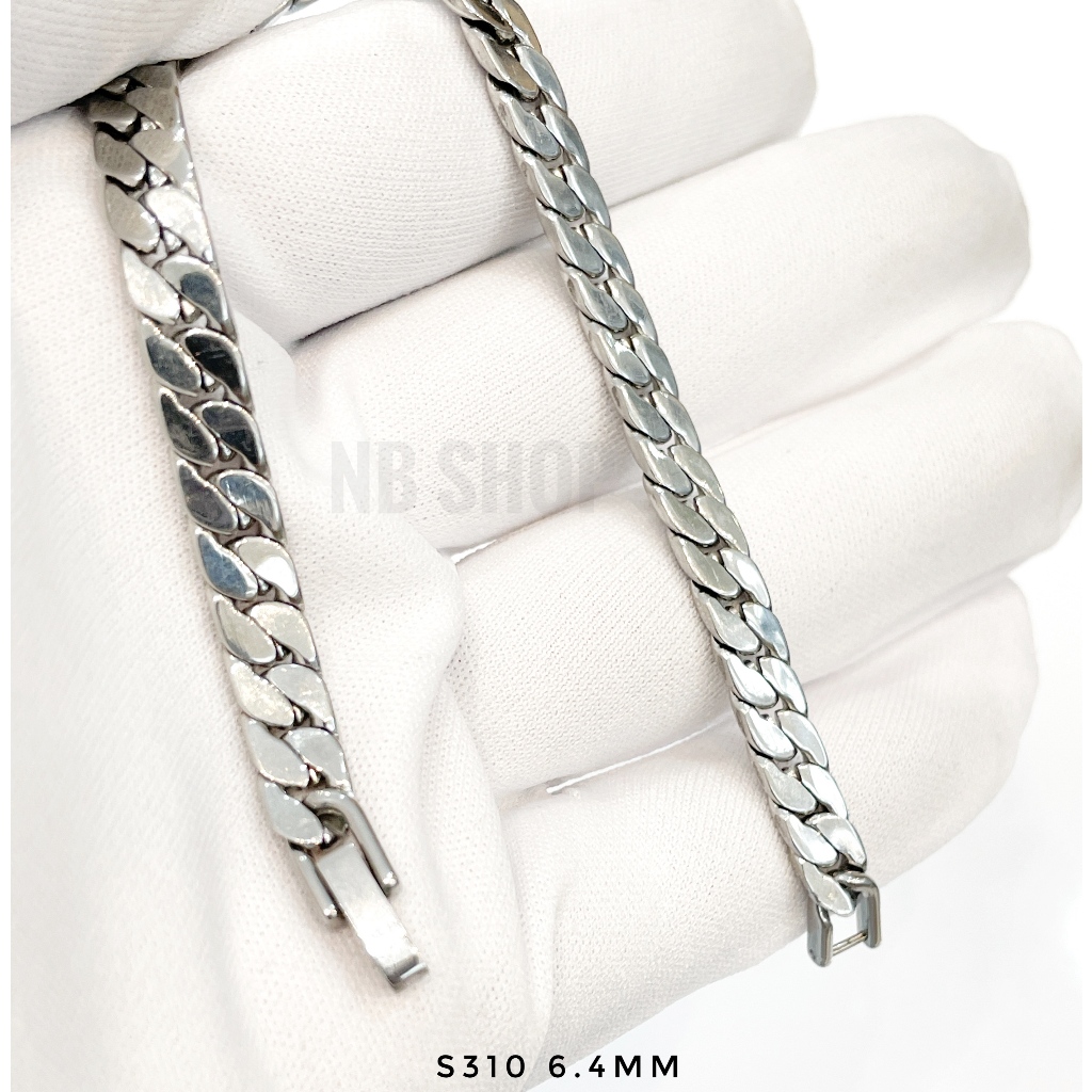 S-310 ขายถูก สร้อยข้อมือสแตนเลสแท้ ขนาด6.4mm สร้อยข้อมือสแตนเลส เลสข้อมือ สแตนเลสงานเกรดพรีเมี่ยมตะขอเข้ารูป