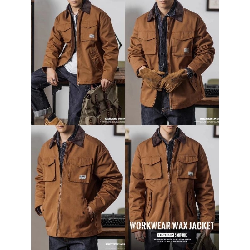 พร้อมส่ง WORKWEAR WAX JACKET เสื้อแจ็คเก็ต สไตลวินเทจ