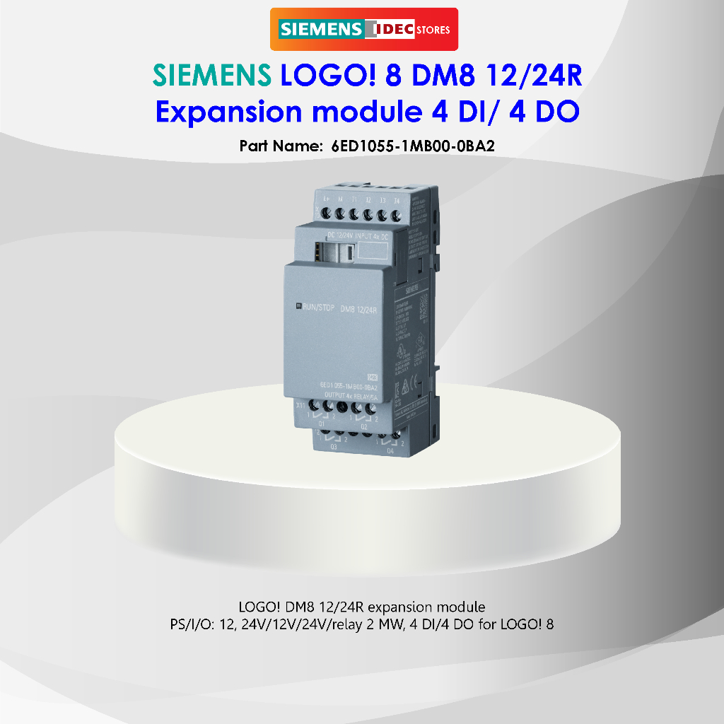 LOGO! DM8 12/24R expansion module, PS/I/O: 12, 24V/12V/24V/relay, 2 MW, 4 DI/4 DO for LOGO! 8