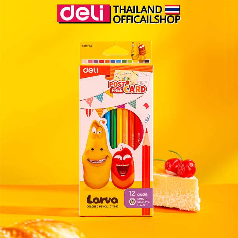 ดินสอสีไม้ 12 สี Deli ดินสอสี ราคาถูก สีไม้แท่งเหลี่ยม สีระบาย อุปกรณ์วาดภาพ อุปกรณ์เครื่องเขียน (แพ็ค 1 กล่อง) พร้อมส่ง