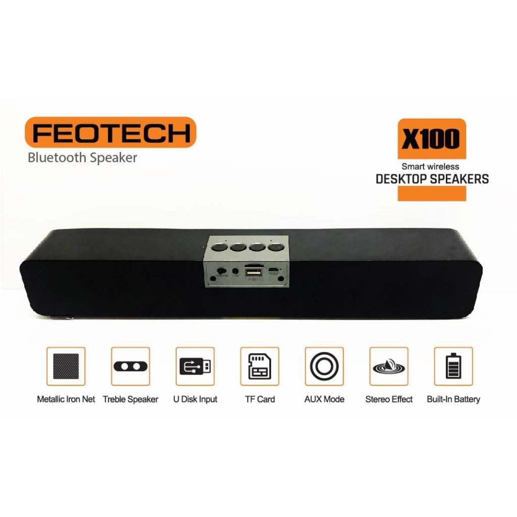 FEOTECH ลำโพง Bluetooth Sound Bar Wireless Speaker รุ่น X100 เชื่อมต่อ Bluetooth, TF, USB, FM, AUX