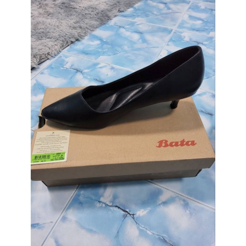 รองเท้า Bata บาจา รองเท้าส้นสูงผู้หญิง  คัทชู หัวแหลม เก็บเท้า สูง 2 นิ้ว รุ่น pump contempt สีดำ #มือสอง