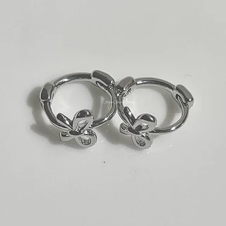 [Jinjoo]-รหัส H42-ต่างหูห่วงโบว์ 8 mm. มินิมอล🎀✨