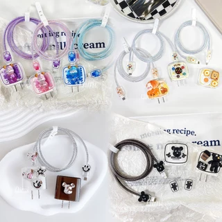 พร้อมส่งจากไทย ชุดพันสาย เคสหัวชาร์จ ลายการ์ตูน ตัวถนอมสาย USB 20w 18w 35W