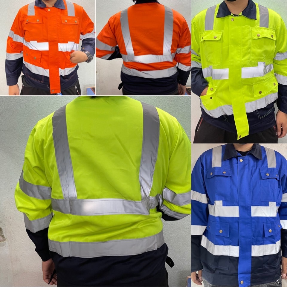 เสื้อช็อปทูโทน8แถบมีหลายกระเป๋า