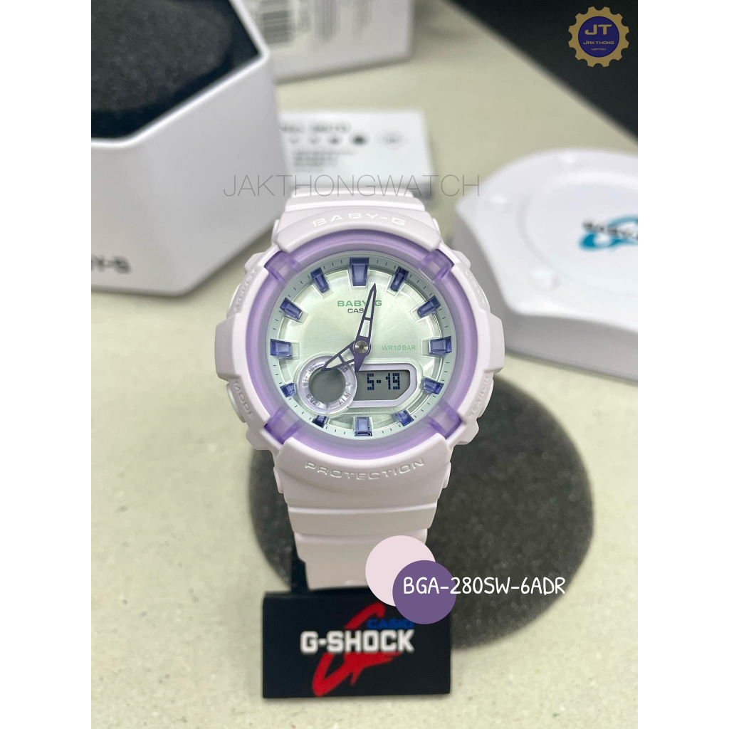 CASIO BABY-G นาฬิกาข้อมือ รุ่น BGA-280SW-6A ตัวเรือนสีม่วง หน้าปัดดิจิทัลอะนาล็อก ขนาด 43.4 mm.