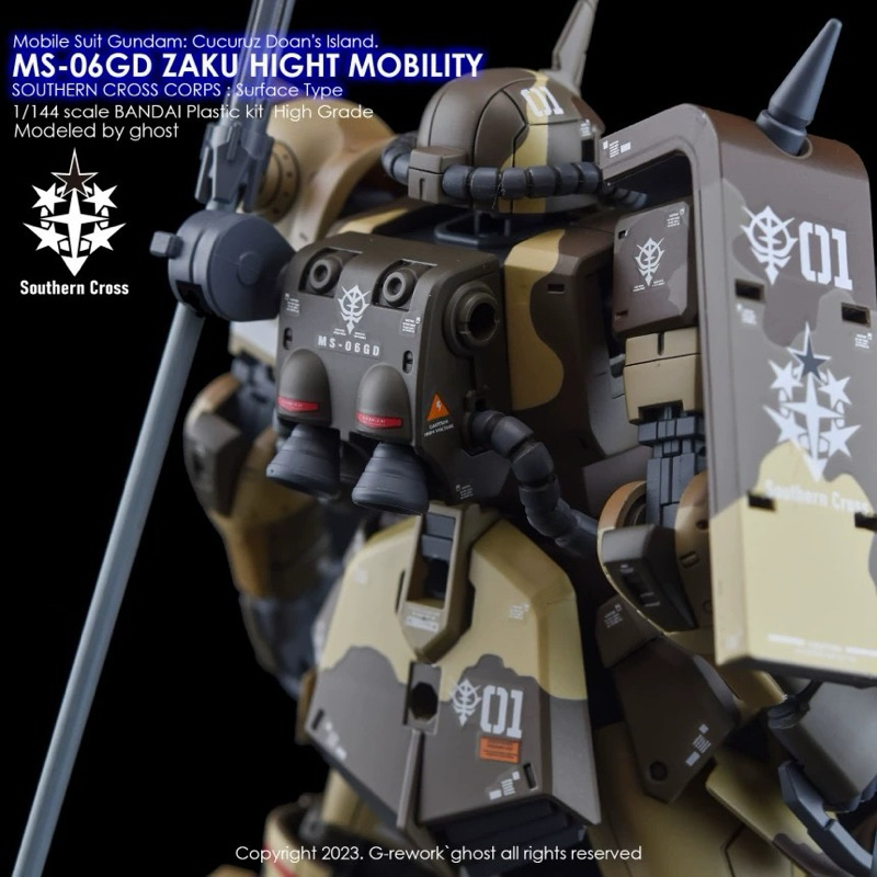 ⬛️ดีคอลน้ำ GHOST HG GTO DECAL MS-06GD ZAKU GROUND TYPE 1 ชุด มี 3 แผ่น เรืองแสงแบล็คไลฟ์ - รูปที่ 3